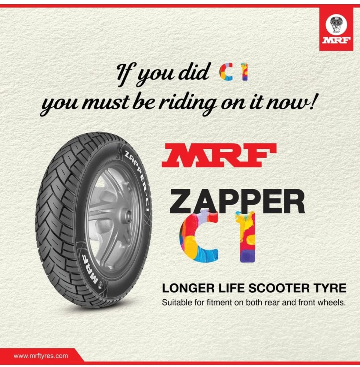 Bike & scooter tyres — original MRF tyre range illustration