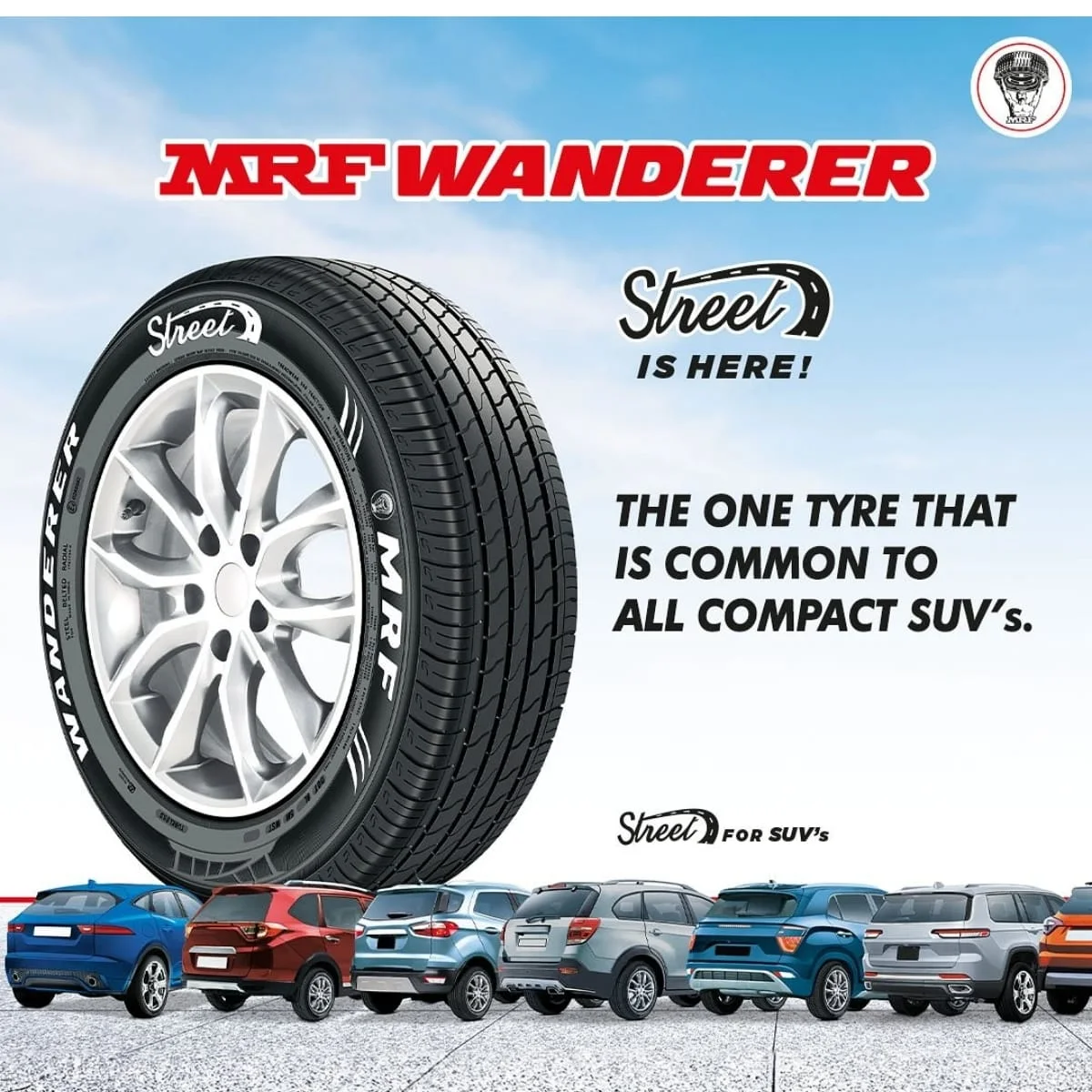 Car & SUV tyres — original MRF tyre range illustration